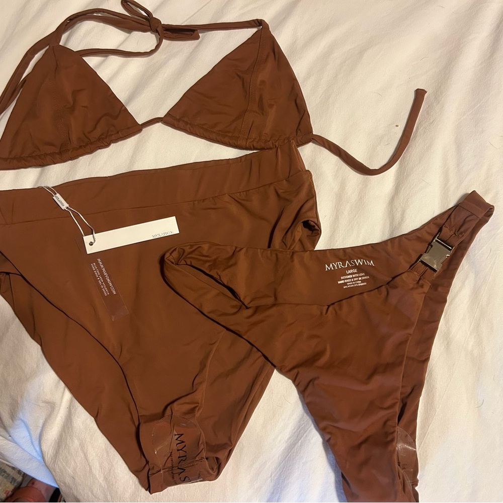 Myra swim cocoa brown bikini set, Vera top & Cindy and Hugo bottoms ( 3 pieces)